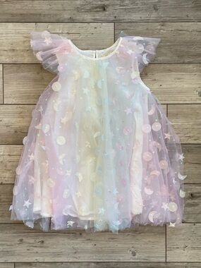Doe A Dear | Moon & Star Embellished Mesh Dress | Size: 5T